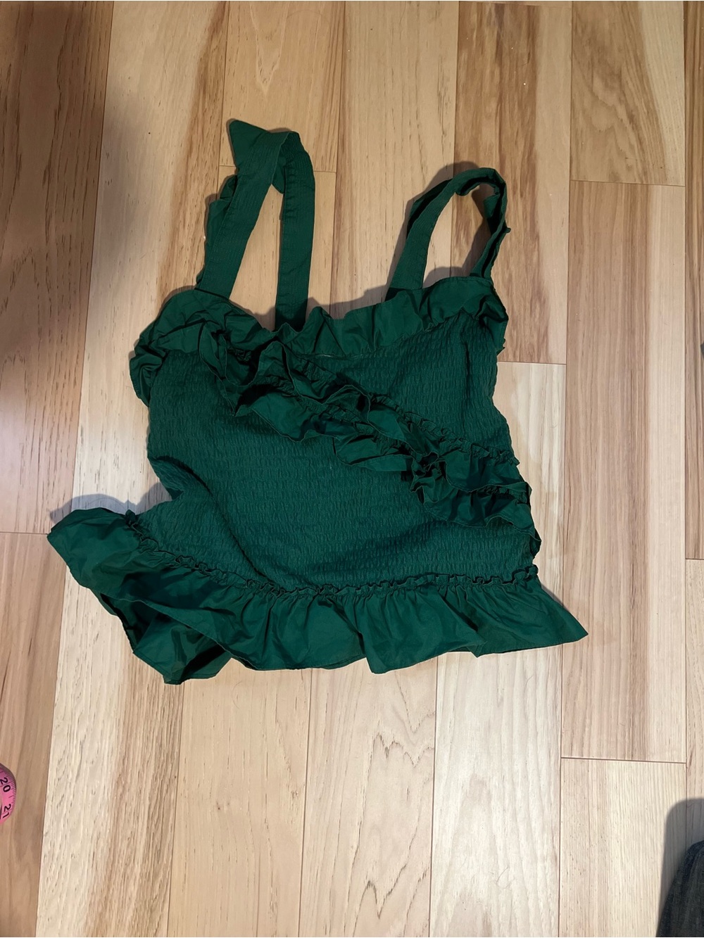 Maeve by Anthropologie Dark Green Ruffle One-Piece XL
